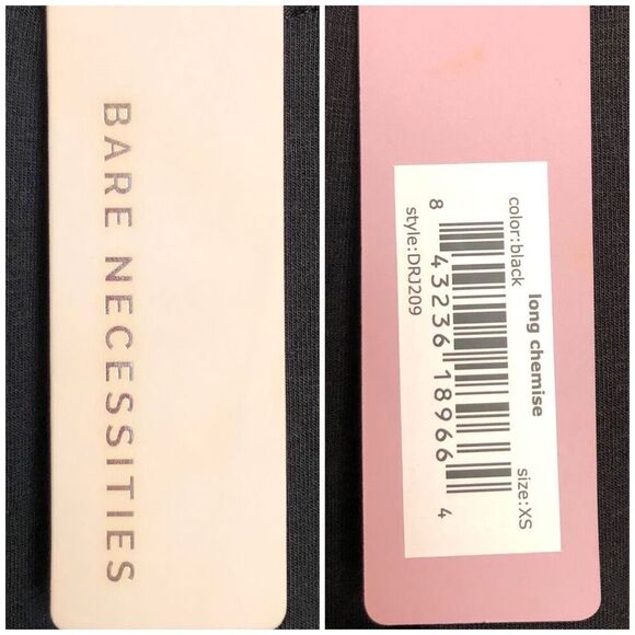 BARE NECESSITIES - NWT - L Sz XS Relax, Recharge Long Chemise Lounge Dress/BLACK - Picture 8 of 13